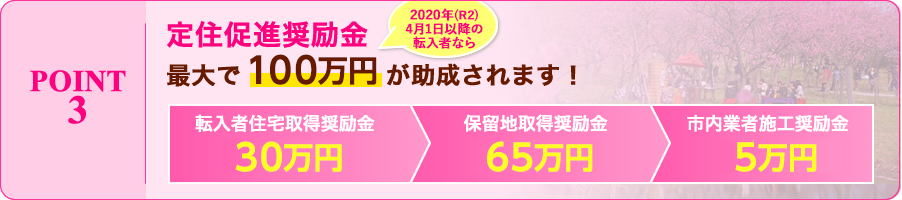 POINT 3 / 定住促進奨励金